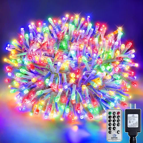 Vista 13 de Luces de Árbol de Navidad LED de 66 pies con 200 LED, Luces Navideñas Exteriores Blanco Frío Brillante para Casa, Luces de Hadas con 8 Modos