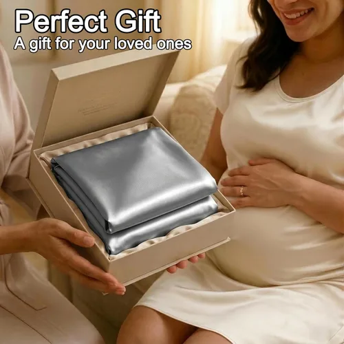 Vista 8 de Pro Goleem Juego de 2 fundas de almohada de satén para lactancia, suaves y sedosas, para madres que amamantan, se adapta a la almohada de lactancia