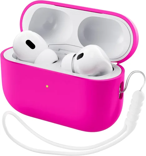 Vista 8 de ORNARTO Funda compatible con AirPods Pro 2 2022, silicona híbrida protectora completa para AirPods Pro de 2ª generación, cubierta frontal LED