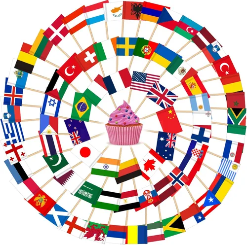 Vista 30 de AhfuLife Palillo de dientes con bandera de Argentina, 100 piezas de palillos de cóctel de Argentina, adornos para cupcakes argentinos