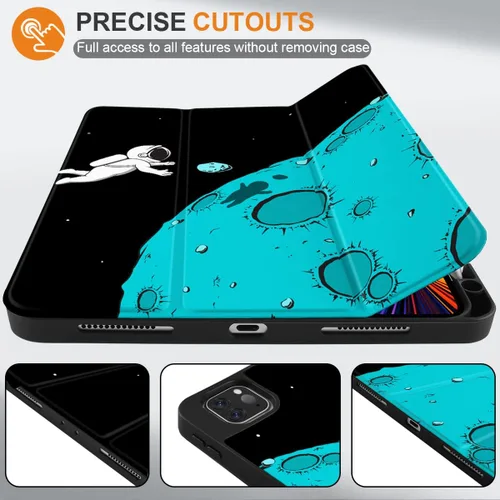 Vista 2 de TWOLSKOO Funda para iPad Pro de 11 pulgadas de 4ª generación 2022, [Soporte para lápiz integrado] Soporte triple y encendido automático/apagado