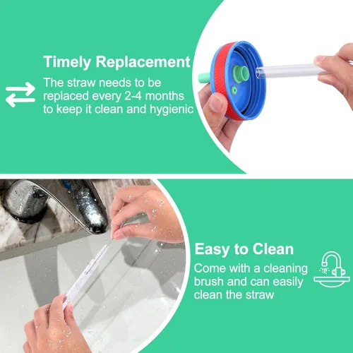 Vista 6 de XANGNIER Pajitas de repuesto y válvula de mordida compatible con Zak Designs Kelso botella de agua de 15 onzas, 4 popotes de silicona con cepillo