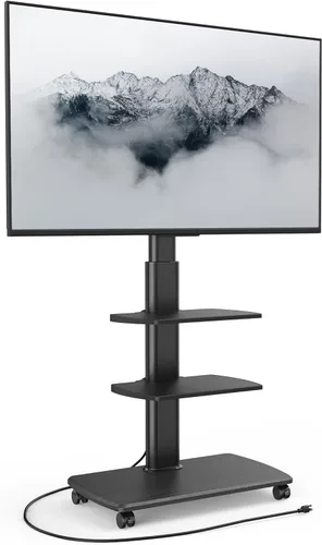 Vista 10 de FITUEYES Soporte de suelo de TV para sala de estar, dormitorio, soportes de TV altos con base de madera resistente para televisores de 32, 39, 40