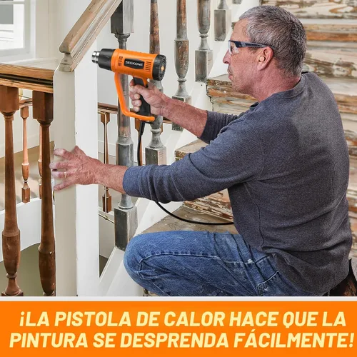 Vista 6 de SEEKONE Pistola de calor de 1800 W, kit de pistola de aire caliente de calor rápido resistente con ajustes de doble temperatura de 752 ℉ y 1112 ℉