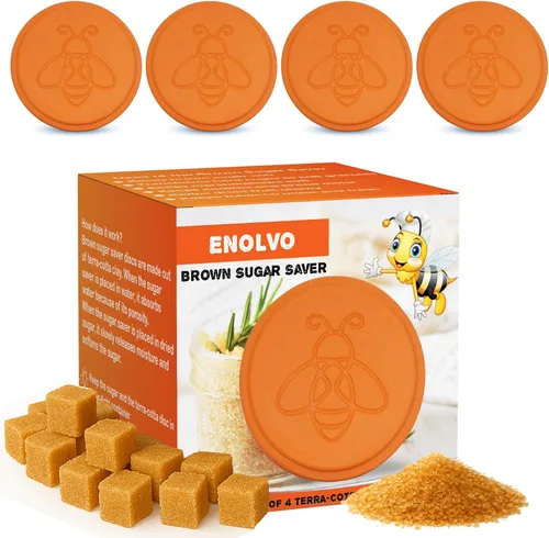 Vista 8 de ENOLVO Disco protector de azúcar moreno de terracota, disco para mantener la humedad de los alimentos en el recipiente de almacenamiento