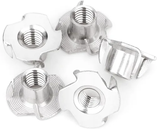 Vista 9 de Tuercas en T de 1/4"-20 (Paquete de 50), Tuerca en T de acero recubierto de zinc amarillo resistente a la corrosión, longitud de barril de 5/16