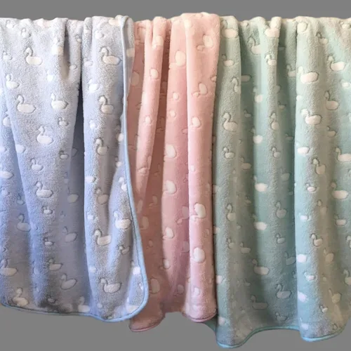 Vista 2 de Ducky Coral Fleece Cochecito de bebé Manta 30"x40" Baby Blue