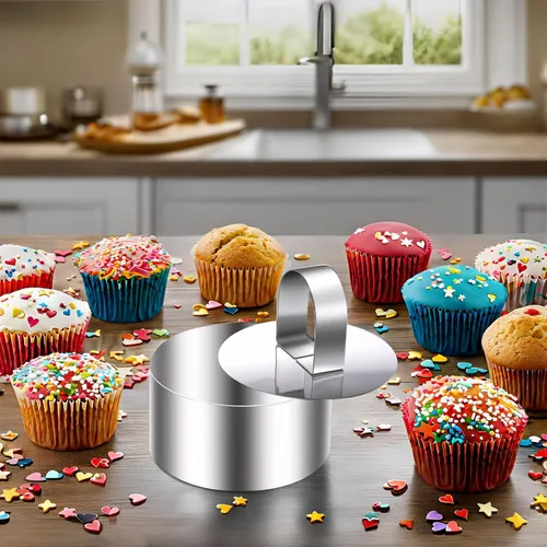 Vista 6 de DATANYA Moldes redondos para anillos de pastel, molde de anillos de comida de acero inoxidable de 3 pulgadas con empujadores de 3 pulgadas
