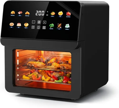Horno freidora de aire de 12 cuartos de galón, combo de horno tostador y freidora de aire 8 en 1 con 8 ajustes preestablecidos