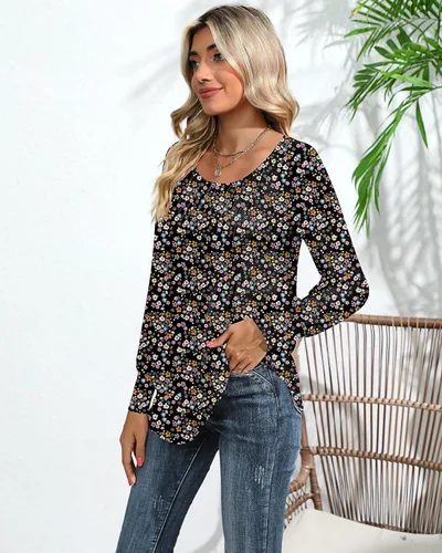 Vista 7 de Ficerd Blusa plisada de manga corta abombada para mujer, cuello redondo, elegante, casual, holgada, para primavera y verano