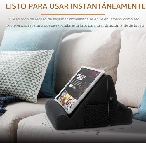 Vista 7 de Brookstone - Soporte para tableta de mesa de regazo con espuma viscoelástica, sostiene teléfonos, iPads, lectores de libros electrónicos, 2 ángulos