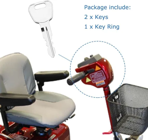 Vista 5 de Llaves de repuesto compatibles con Shoprider Mobility Scooters Cutie L, Dasher 3/4/9, Scootie, Sprinter, Sunrunner 3/4, Start Electric Scooter, 2