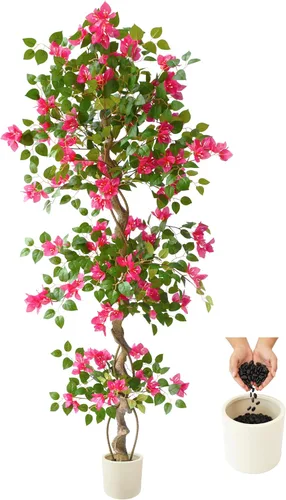 Warmplants Árbol de buganvilla artificial de 6 pies con maceta blanca Rosa