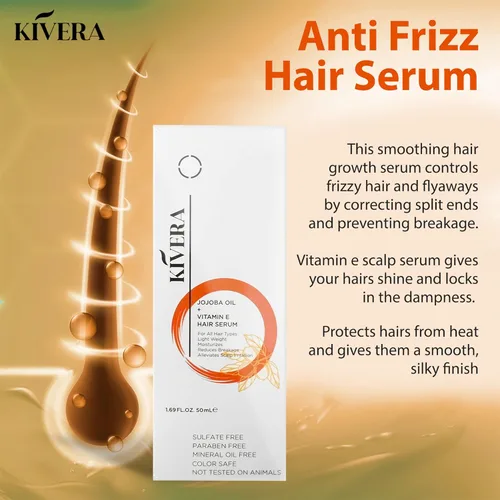 Vista 5 de Aceite de jojoba + suero capilar con vitamina E, suero para el crecimiento del cabello para cabello más grueso, suero para cabello encrespado