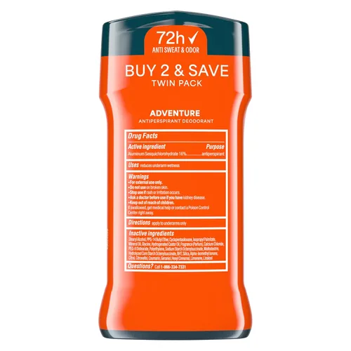Vista 2 de Degree Men Advanced Protection Desodorante antitranspirante, Adventure, 2.7 oz, paquete de 2