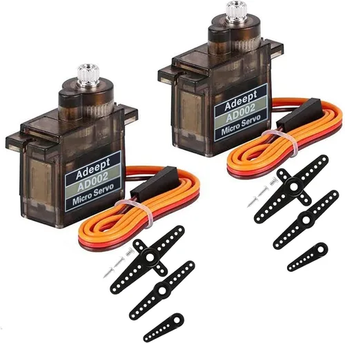 Adeept AD002 2 piezas 90S 9G micro servo motor, engranaje de metal micro servo para RC robot coche helicóptero avión controles barco Raspberry Pi