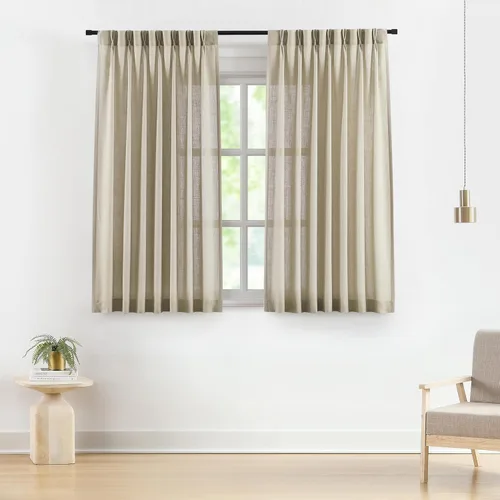 Vista 64 de Vision Home - Cortinas plisadas y semitraslúcidas con ganchos, mezcla de lino texturizado, filtran la luz, para sala, dormitorio, 2 paneles, 40 x 63