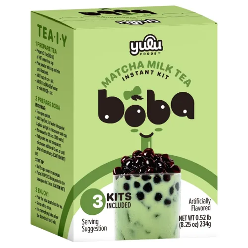 Vista 11 de YULU FOODS Kit de Té con Leche Clásico Instant Bubble Pearl con Perlas Auténticas de Tapioca de Azúcar Morena, Listo en Menos de Un Minuto, Pajitas