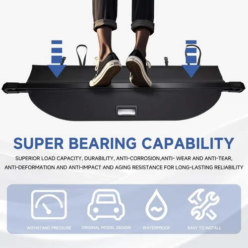 Vista 3 de FARBIN Cobertura para maletero retráctil para Toyota RAV4 2013 2014 2015 2016 2017 2018, cubierta de maletero retráctil impermeable con protección