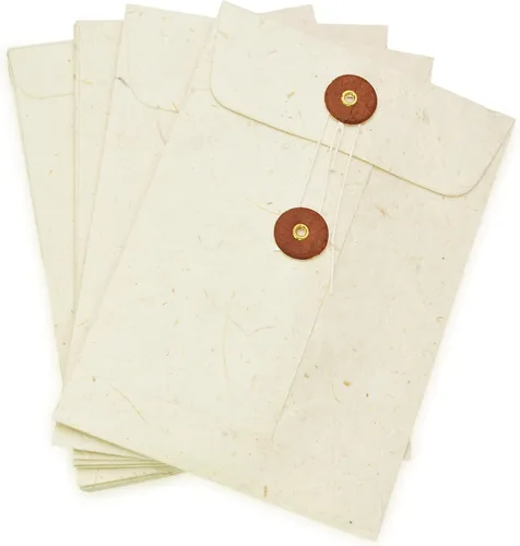 Vista 8 de Kathmandu Valley Co. Sobre de papel Lokta hecho a mano con cierre de botón de cuerda, funda para documentos, para invitaciones, correos, 4.5 x 6.5