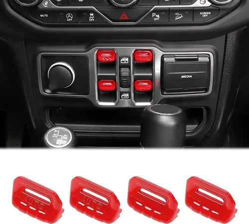 Vista 10 de CheroCar Cubierta de botón para interruptor de ventana Jeep JL, accesorios interiores para Jeep Wrangler JL JLU Gladiator JT 2018-2021 (azul)
