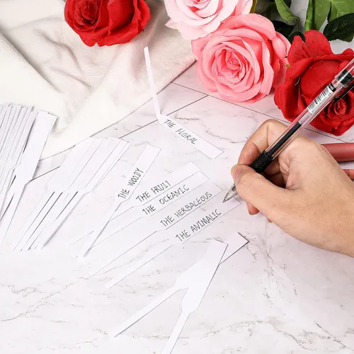 Vista 4 de Lounsweer 800 tiras de prueba de perfume, barras de papel de fragancia, tiras de aroma de colonia, desechables, muestra de aceites esenciales