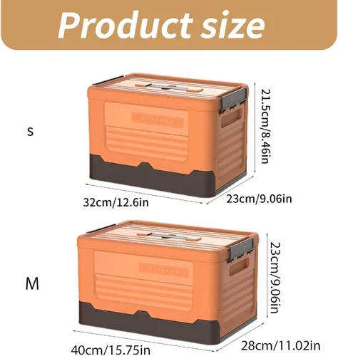 Vista 7 de Foldable Storage Crate Portable Folding Plastics Bin With Lid Space Saving Book Organizers Dorm Room Organization Supplies Office Storage Accessory
