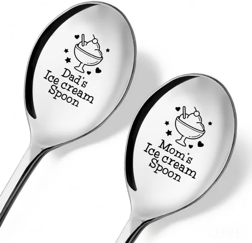 Vista 10 de Ice Cream Together - Paquete de 2 cucharas con caja de regalo, cucharas de helado para parejas, nuestras cucharas de helado, cucharas para regalos