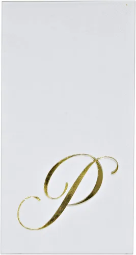 Vista 20 de Gift Boutique 100 servilletas doradas con monograma para invitados, paquete de papel desechable con letra N, elegante servilleta de mano de lámina