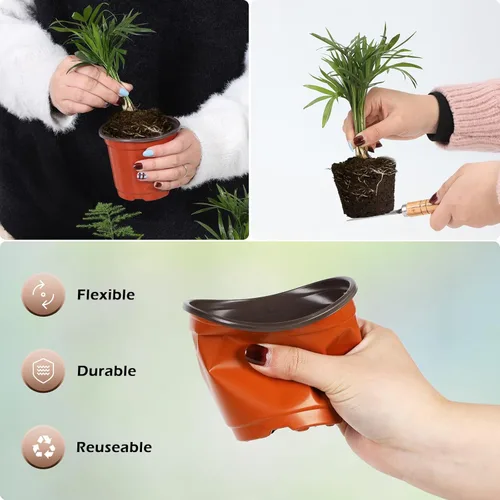 Vista 5 de Paquete de 300 Macetas de Plástico de 4 Pulgadas para Plantas, Macetas Pequeñas para Plántulas, Macetas para Suculentas, Macetas con Agujeros