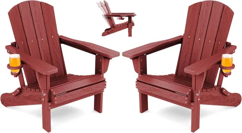 Vista 29 de SERWALL Silla Adirondack plegable ajustable, silla Adirondack reclinable con portavasos, Aruba