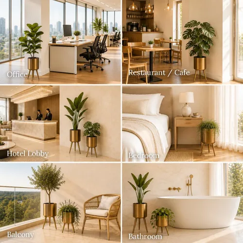 Vista 4 de Leewadee Juego de 2 macetas de metal con patas y trípode de pie