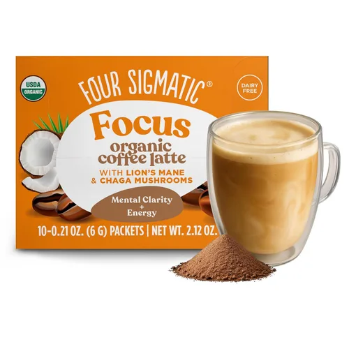 Mushroom Coffee Latte de Four Sigmatic | Alternativa a la dosis diaria | Mezcla de café con leche instantánea orgánica con melena de león, hongos