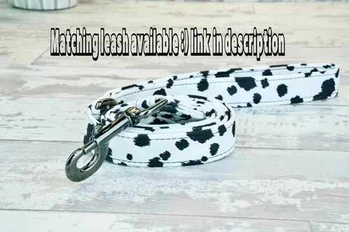 Vista 5 de Collar de perro estilo vaca con hebilla de metal, hecho a mano, collar personalizado grabado personalizado, 1 pulgada de ancho, collares de diseño