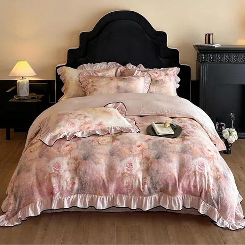 Vista 79 de HighBuy Funda de edredón floral de algodón, floral, coquette, fundas de edredón ligeras, suaves para niñas, juego de ropa de cama estilo jardín