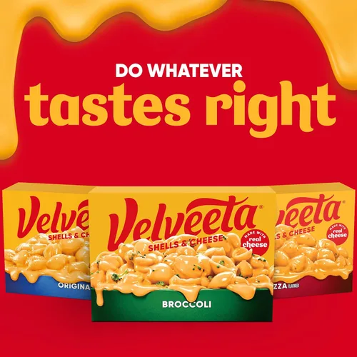 Vista 9 de Velveeta Brócoli de conchas y queso con pasta de conchas, salsa de queso y floretes de brócoli, caja de 9.4 onzas