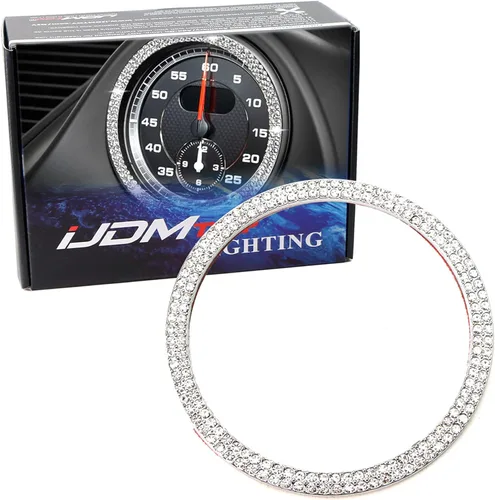 iJDMTOY Cristal Rhinestone Interior Dashboard Analog_Clock Decoración Envolvente Anillo Trim Compatible con Porsche