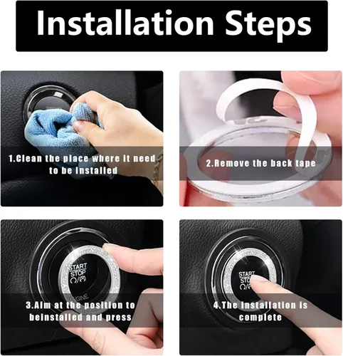 Vista 7 de Ziciner - Funda para volante de coche brillante, protector de rueda con diamantes de imitación y cristal para vehículo, accesorios decorativos