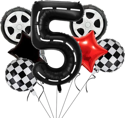 Vista 10 de Globos decorativos de cumpleaños de auto de carreras, globo negro número 0 de 40 pulgadas, globo grande de Mylar negro 0 para 10º cumpleaños