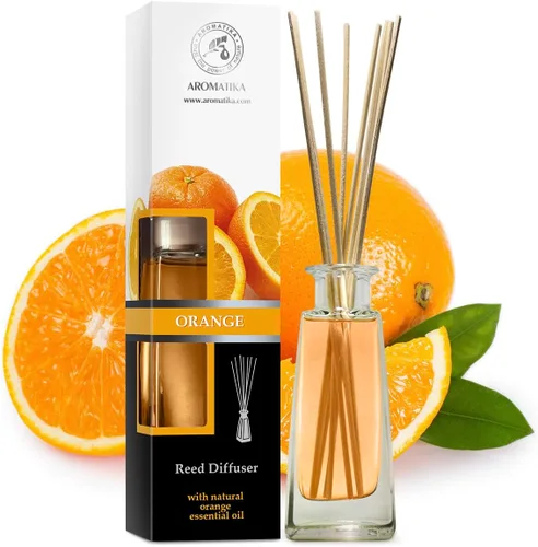Vista 2 de AROMATIKA - Difusor de naranja con aceite de naranja, 3.4 onzas líquidas, fragancia de larga duración, difusor de varillas perfumado naranja, juego
