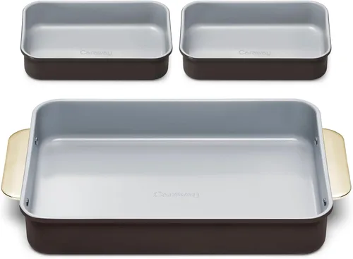 Vista 32 de Caraway Molde rectangular pequeño antiadherente de 9" x 6.5", no tóxico, sin PTFE ni PFOA, núcleo de acero aluminizado, bandeja para hornear