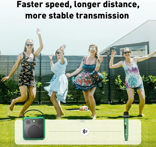 Vista 7 de SHIDU Amplificador de voz Bluetooth de 50 W con micrófono inalámbrico de mano, amplificador de voz inalámbrico para profesores, reuniones