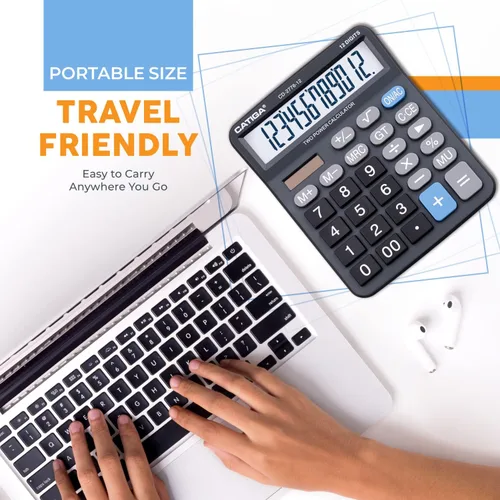 Vista 54 de CATIGA CD-2786 - Calculadora de escritorio de 12 dígitos con pantalla LCD grande y botón sensible, energía solar dual y batería, función estándar