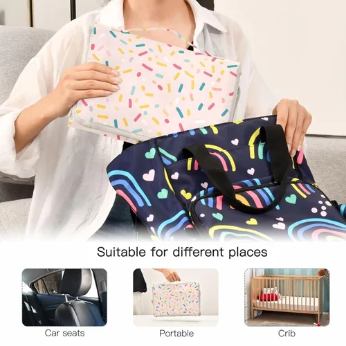 Vista 5 de Colorful Sprinkles Portable Changing Pad with Built-in Pillow, Waterproof Foldable Baby Diaper Changing Pads, Diaper Mat for Boys and Girls
