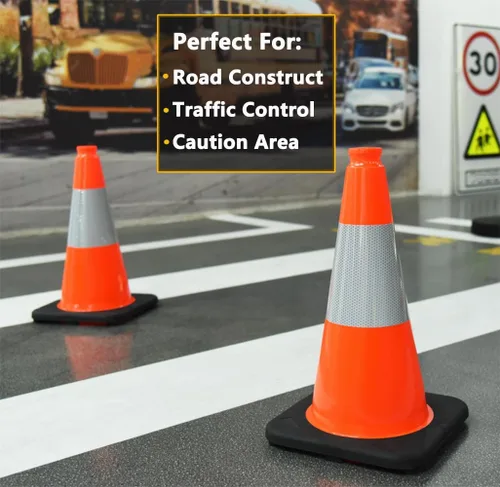 Vista 7 de BESEA (Paquete de 360 en Palet) - Conos de Tráfico de PVC Naranja de 18 Pulgadas con Base Negra, Conos de Estacionamiento Reflectantes de Alta