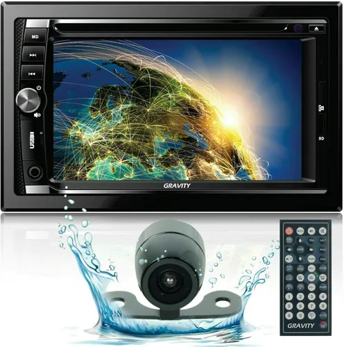 Gravity Audio del coche doble DIN 6.2 "pantalla táctil DVD CD AM FM USB SD Bluetooth +CAM