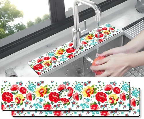 Vista 18 de Protector contra Salpicaduras para Fregadero de Cocina Tapete para Grifo Tapete Súper Absorbente de Secado Rápido Accesorios para Fregadero