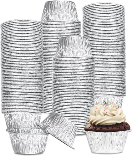 Vista 9 de 150 tazas de papel de aluminio para hornear de 3 onzas, forros desechables SUPPHOUS para cupcakes, moldes de aluminio para hornear, moldes