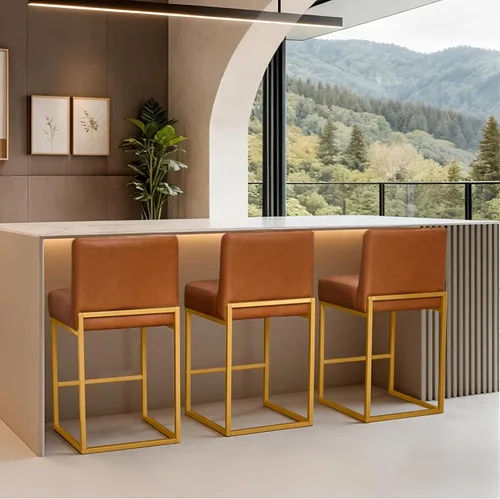 Vista 14 de Taburetes de bar de altura de mostrador, juego de taburetes de bar de piel sintética de 3,26 pulgadas, taburetes de cocina modernos con respaldos