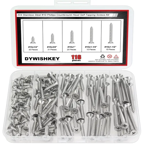 Vista 9 de DYWISHKEY Juego de 246 tornillos para madera – #2 x 1/4" 3/8" 1/2" 5/8" 3/4" tamaños surtidos – Kit surtido de tornillos
